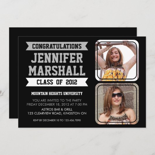 Bannières et invitation de diplômé de (Devant / Derrière)
