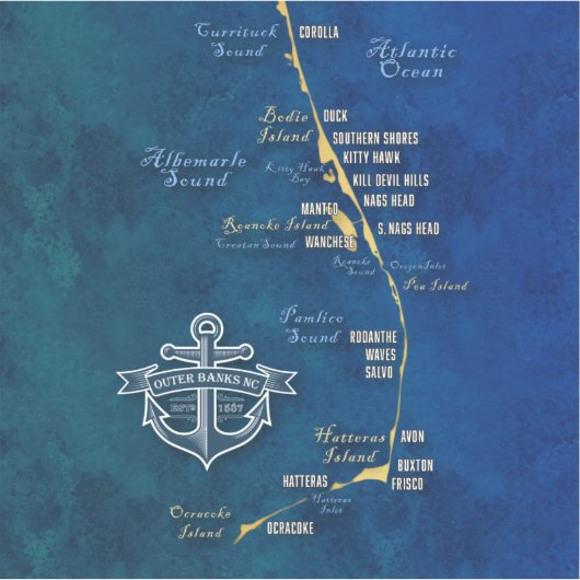 Banques extérieures Carte nautique - Sticker en vi (Devant)