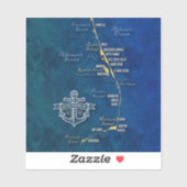 Banques extérieures Carte nautique - Sticker en vi (Feuille)