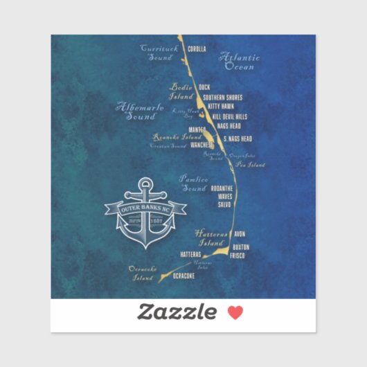 Banques extérieures Carte nautique - Sticker en vi (Feuille)