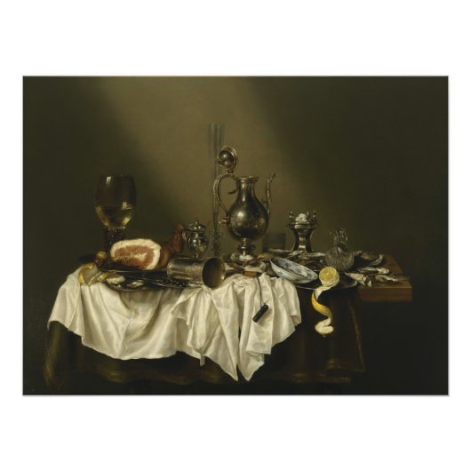Banquet Piece met Ham Willem Claesz Heda Glossy Perfect Poster (Voorkant)