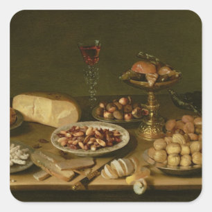 Banquet stilleven vierkante sticker