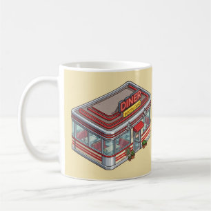 Banquette de café de diner rétro isométrique Mug