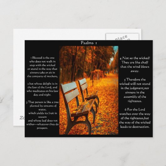 Banquettes de parc avec psaumes chapitre 1 Carte p (Devant / Derrière)