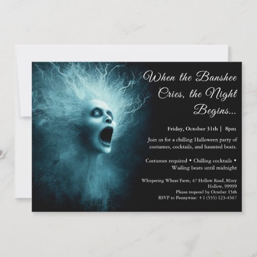 Banshee Cry Halloween Costume Party Invitation (Devant)