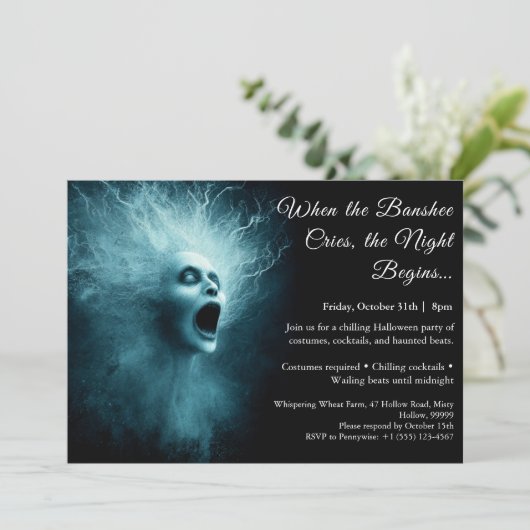 Banshee Cry Halloween Kostuum Party Uitnodiging (Staand voorkant)