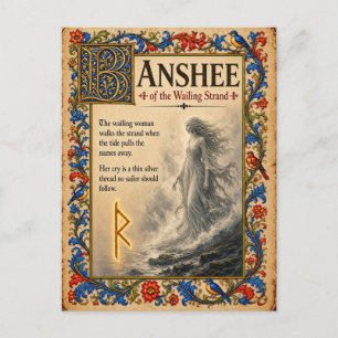 Banshee, Middeleeuwse Bestiarium Kunst Briefkaart