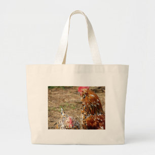 Bantam Hen en Rooster Grote Tote Bag