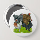 Bantam Hen Quartet Ronde Button 4,0 Cm (Voorkant /achterkant)