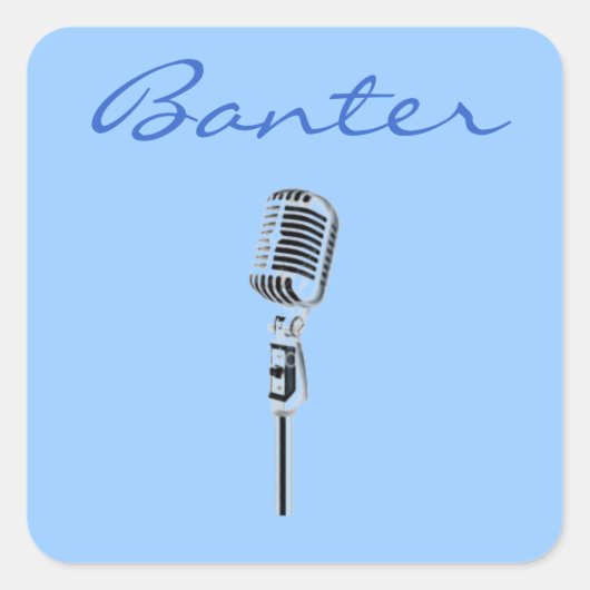 banter-microfoon vierkante sticker (Voorkant)