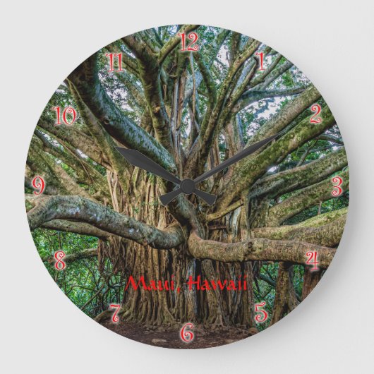 Banyan Tree langs Pipiwai Trail Large Clock Grote Klok (Voorkant)