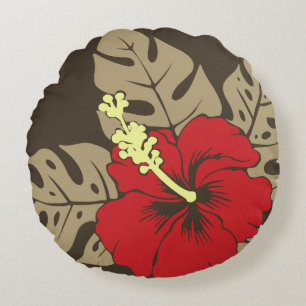 Banzai Beach Hawaiian Hibiscus Omkeerbaar Rond Kussen