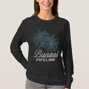 Banzai pijpleiding Oahu Hawaii Twee grote palmen T-shirt