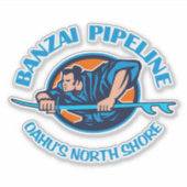 Banzai Pipeline (blauw) Sticker (Voorkant)