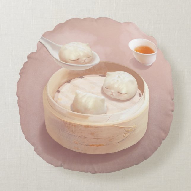 Bao Baby - Theetijd Bao Buddies Rond Kussen (Voorkant)