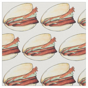 Bao Buns Porkbelly Lotus Bun Chinese Food Print Stof