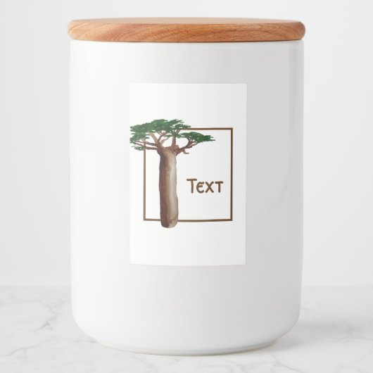 Baobab Tree Custom Eten en Drank Label Set Voedselcontainer Etiket (Voorkant)