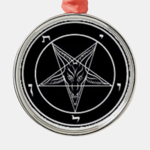 Baphomet Black en White Premium Round Ornament