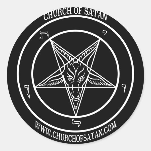 Baphomet Church of Satan, naam & URL Ronde Sticker (Voorkant)