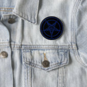 Baphomet in blauw ronde button 5,7 cm (In situ)