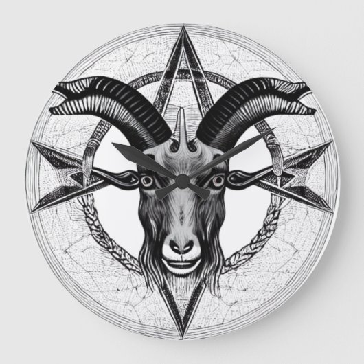 Baphomet Monochrome Tête de chèvre Horloge (Recto)