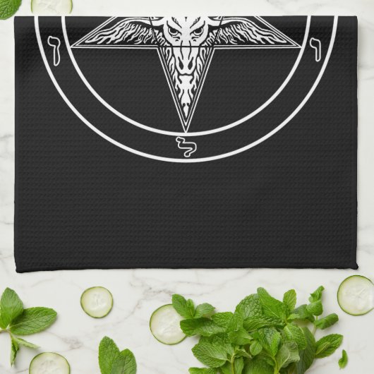 Baphomet Old Style, 16x24 op katoentoon Theedoek (Gevouwen)