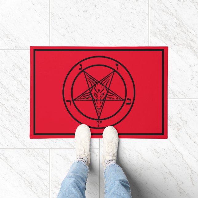 Baphomet Pentagram Satanic Deurmat (Binnen)