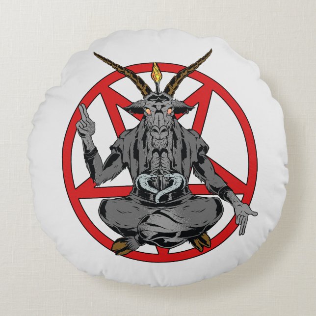 Baphomet Rond Kussen (Voorkant)