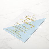 Baptême 1er anniversaire Invitation Croix d'or ble (Rotation)