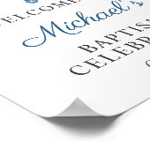 Baptême Affiche de bienvenue Blue Hydrangea Floral (Coin)