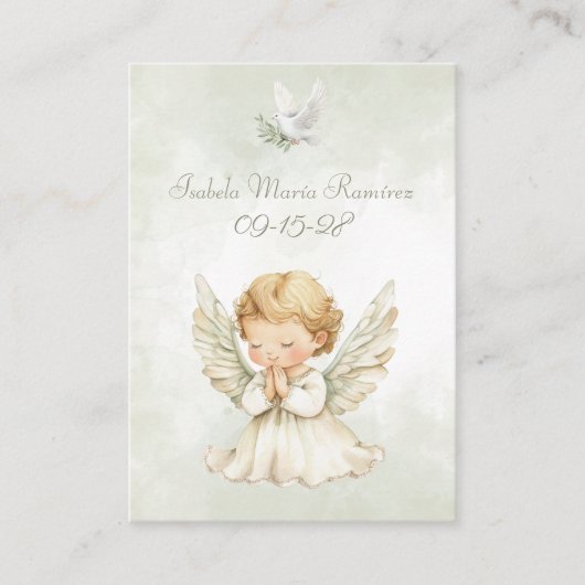 Baptême ange priant carte de souvenir enfant (Devant)
