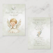 Baptême ange priant carte de souvenir enfant (Devant / Derrière)