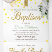 Baptême Angels Genre Neutre Triple Invitation (Intérieur au milieu)