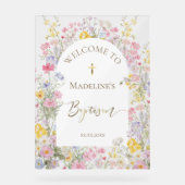 Baptême aquarelle fleurs de prairie (Recto)
