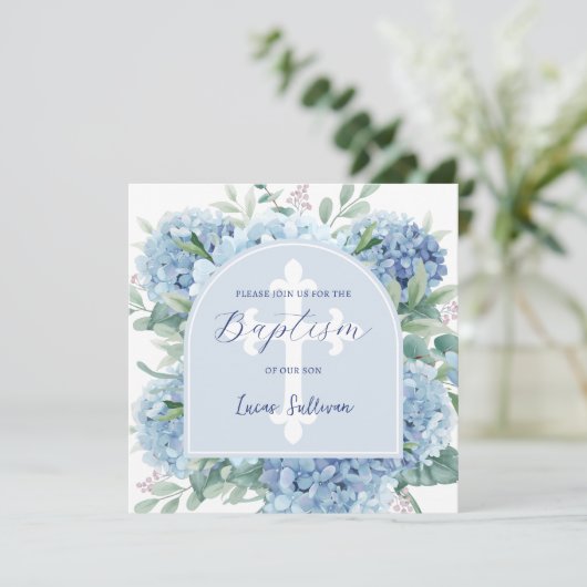 Baptême Arc Hydrangea Invitation (Debout devant)