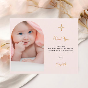 Baptême arche photo blush rose carte de remercieme