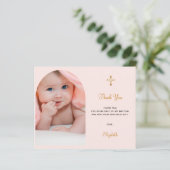 Baptême arche photo blush rose carte de remercieme (Debout devant)