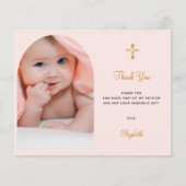 Baptême arche photo blush rose carte de remercieme (Devant)