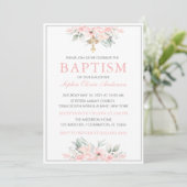 Baptême Baby Girl Invitation Papeterie rose (Debout devant)