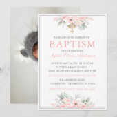 Baptême Baby Girl Invitation Papeterie rose (Devant / Derrière)