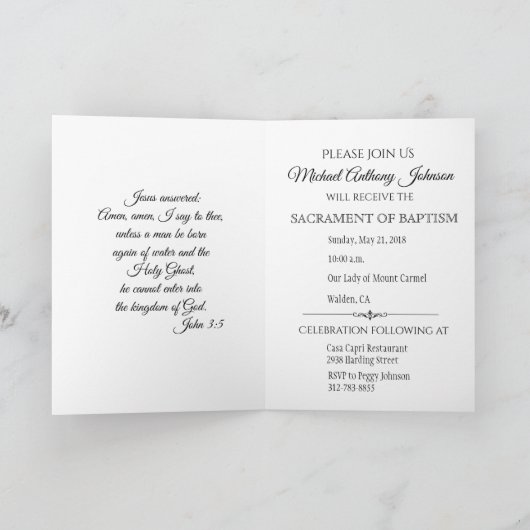 Baptême bébé avec anges Carte d'invitation (Intérieur)