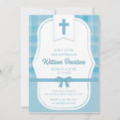 Baptême bébé bleu simple Invitation (Devant)