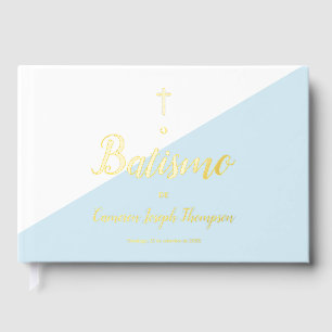 Baptême Bébé Croix Or Bleu Portugais Personnalisé
