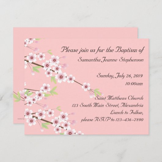 Baptême bébé Invitation (Devant / Derrière)