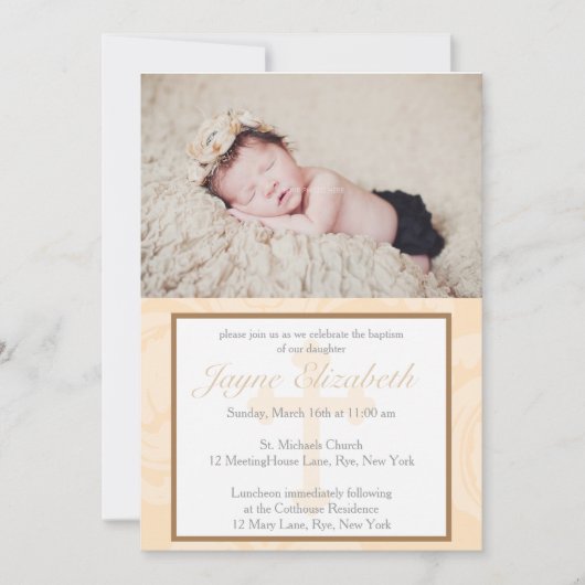 Baptême Bénédiction Christening Invitation - Rose (Devant)