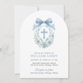 Baptême Bleu Arché Invitation pour bébé garçon (Devant)