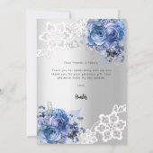 Baptême bleu argent dentelle florale garçon carte (Dos)