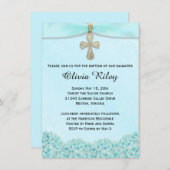 Baptême bleu clair Invitation Christening (Devant / Derrière)