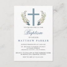Baptême Bleu Élégant / Invitation Christening