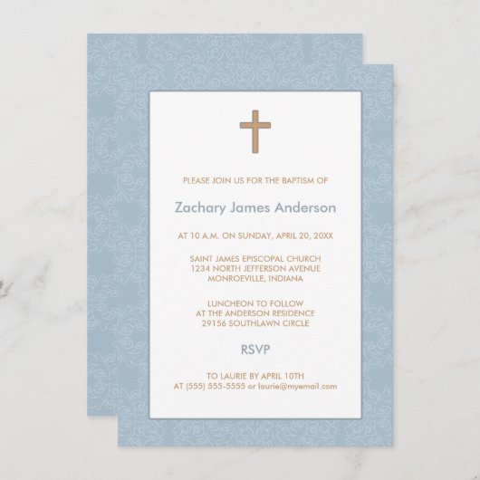 Baptême bleu et invitation au baptême croisé (Devant / Derrière)